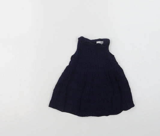 Front view of Next Baby Blue Cotton A-Line, size 0-3, Months Collared Button