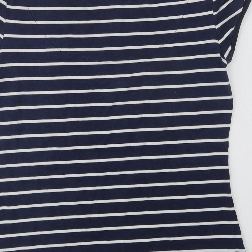 NEXT Womens Blue Striped Cotton Basic T-Shirt Size 12 Crew Neck