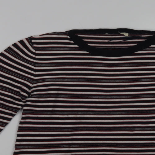 Matalan Womens Blue Crew Neck Striped Cotton Pullover Jumper Size 10