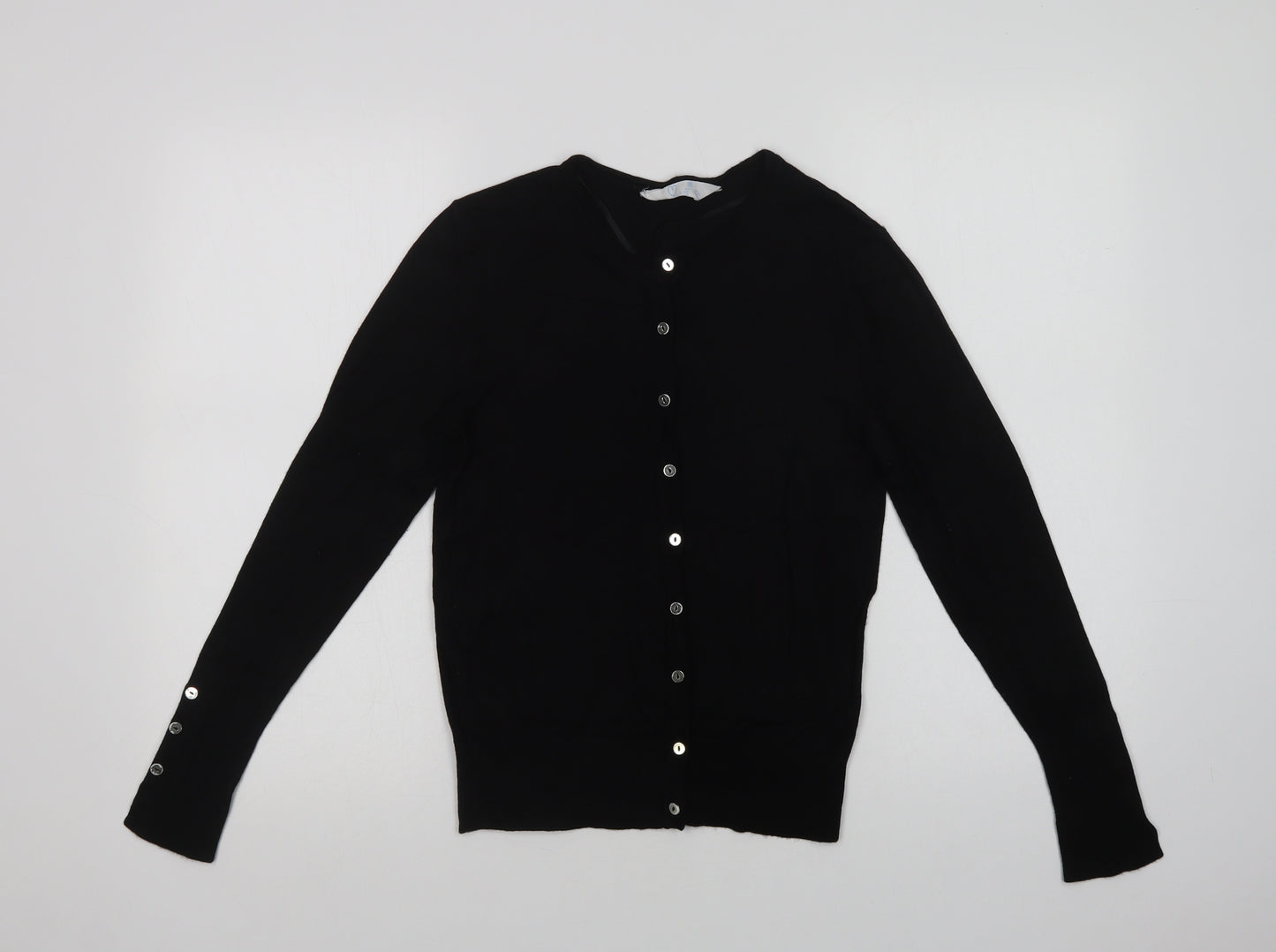 Primark Womens Black Crew Neck  Viscose Cardigan Jumper Size XS