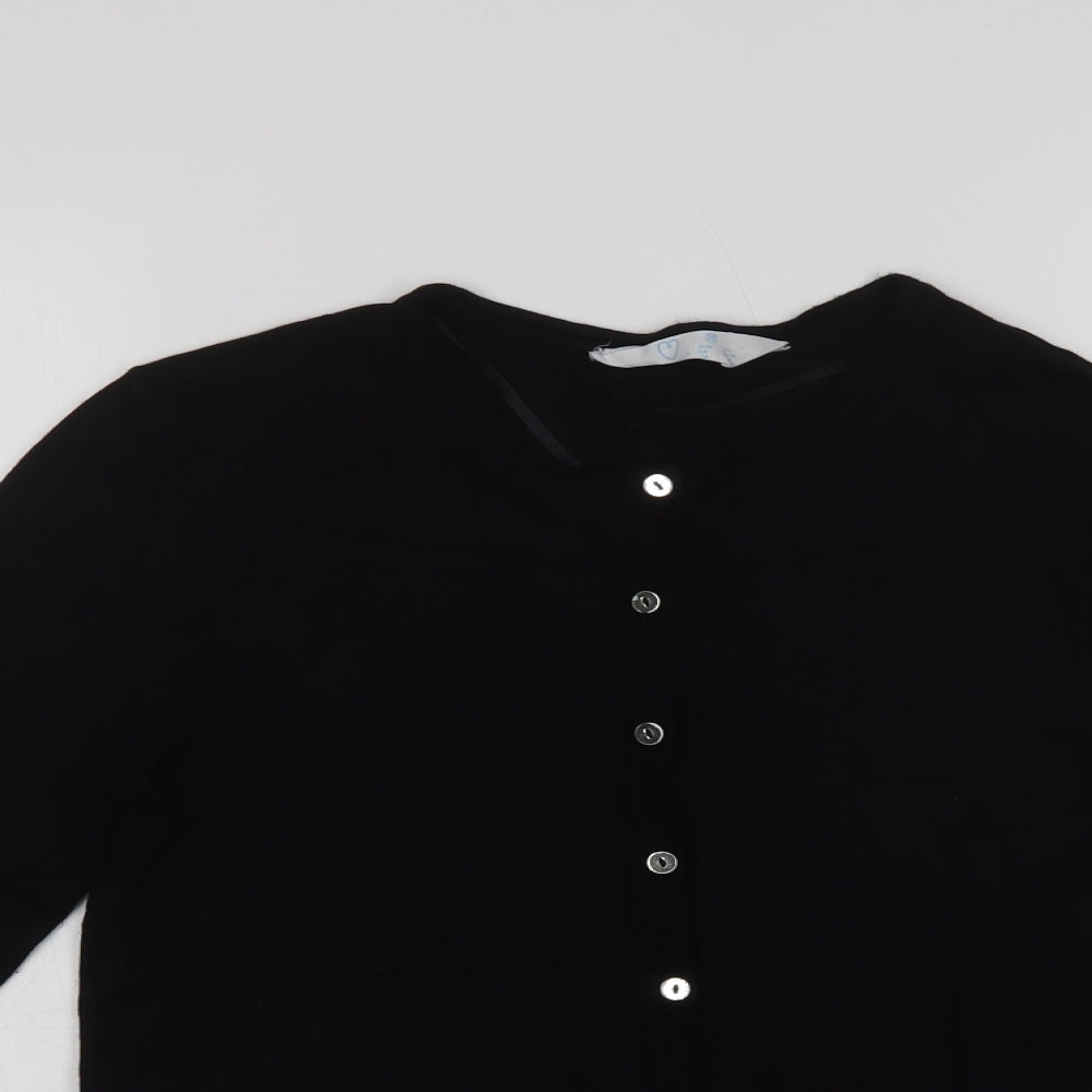 Primark Womens Black Crew Neck  Viscose Cardigan Jumper Size XS
