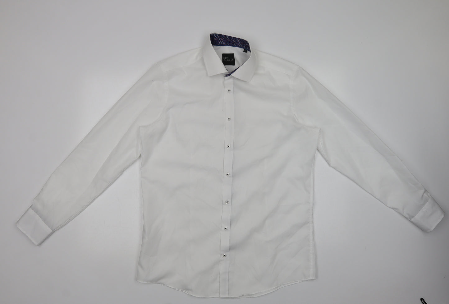 Venti Mens White  Cotton  Dress Shirt Size 16.5 Collared Button