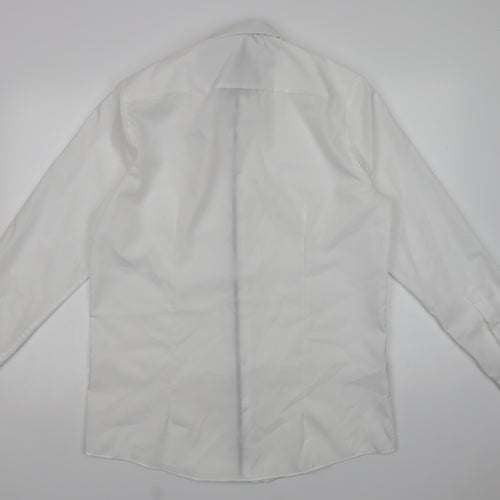 Venti Mens White  Cotton  Dress Shirt Size 16.5 Collared Button