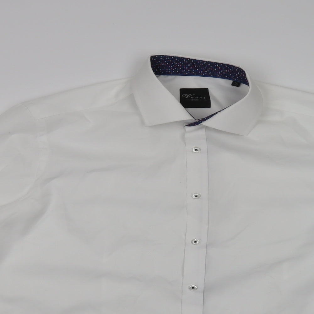 Venti Mens White  Cotton  Dress Shirt Size 16.5 Collared Button