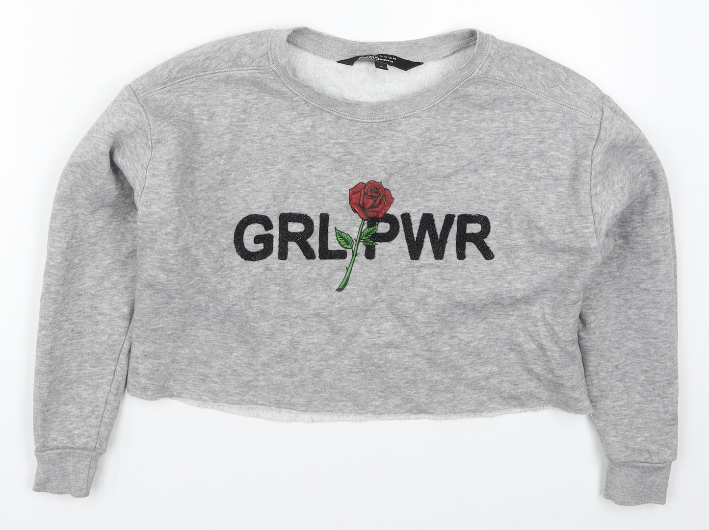 New Look Girls Grey  Cotton Pullover Sweatshirt Size 9 Years  Pullover - Girl Power