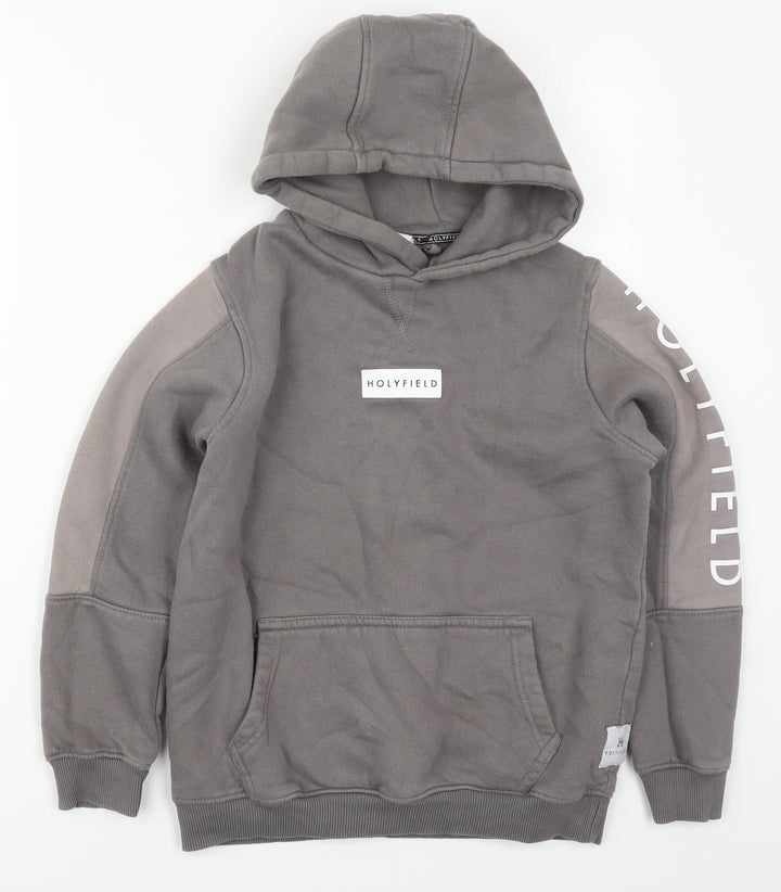 Hollyfield Girls Grey  Cotton Pullover Hoodie Size 10-11 Years  Pullover