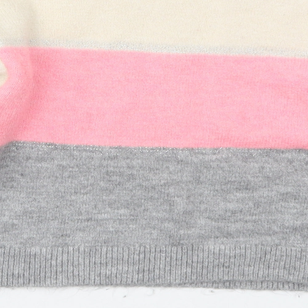 Matalan Girls Pink Mock Neck Striped Acrylic Pullover Jumper Size 11 Years  Pullover