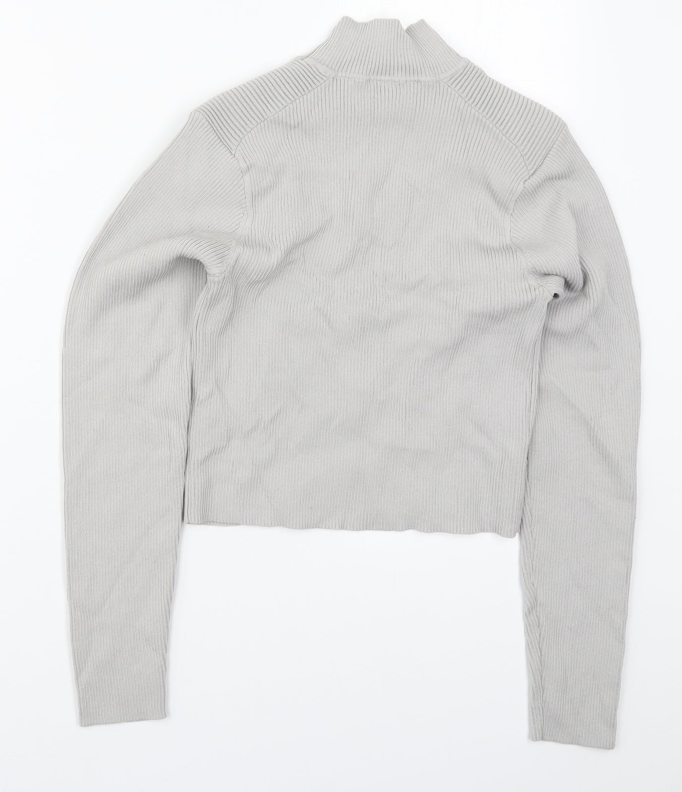 River Island Womens Grey Mock Neck  Viscose Pullover Jumper Size 14