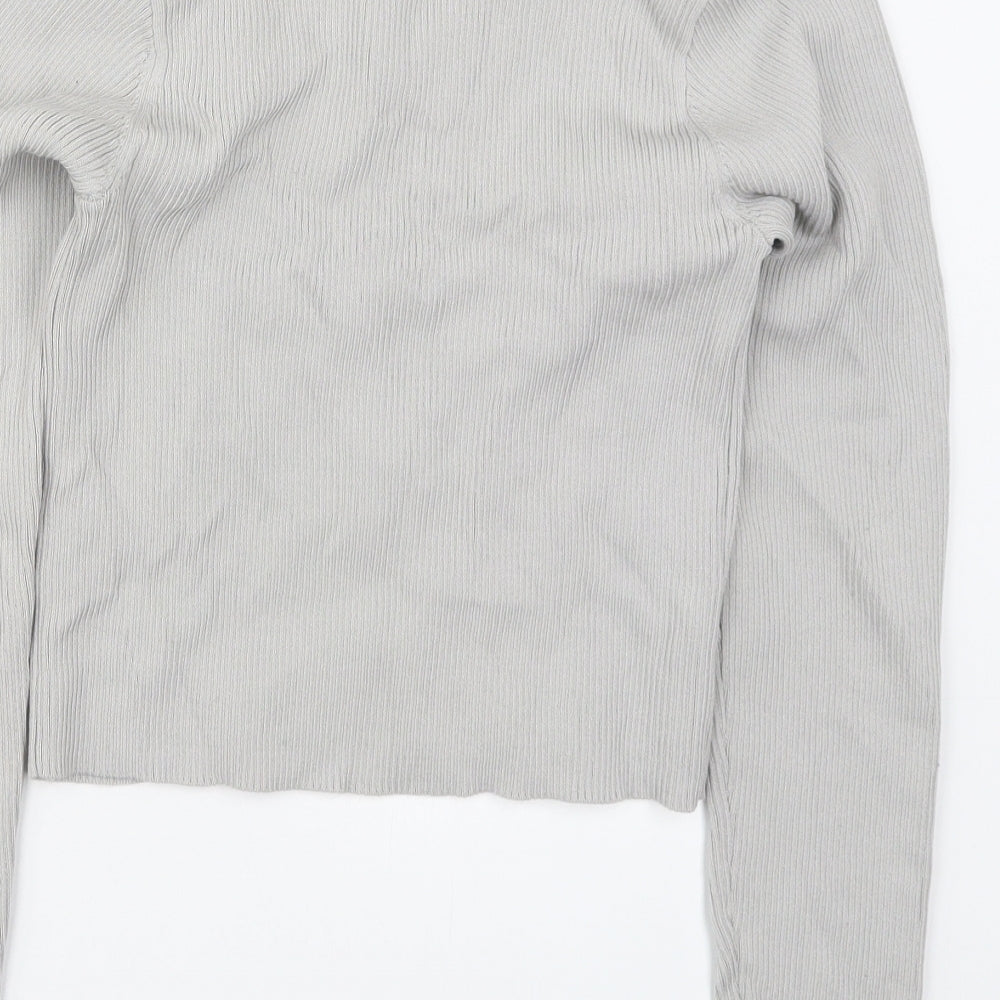 River Island Womens Grey Mock Neck  Viscose Pullover Jumper Size 14