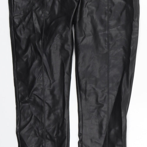 Preworn Womens Black  Polyurethane Trousers  Size 28 in L27 in Regular Zip