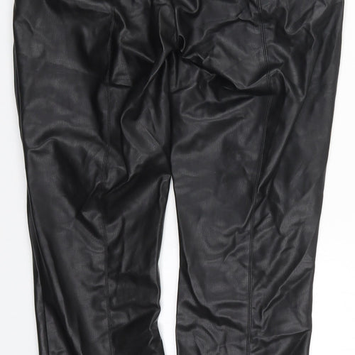 Preworn Womens Black  Polyurethane Trousers  Size 28 in L27 in Regular Zip