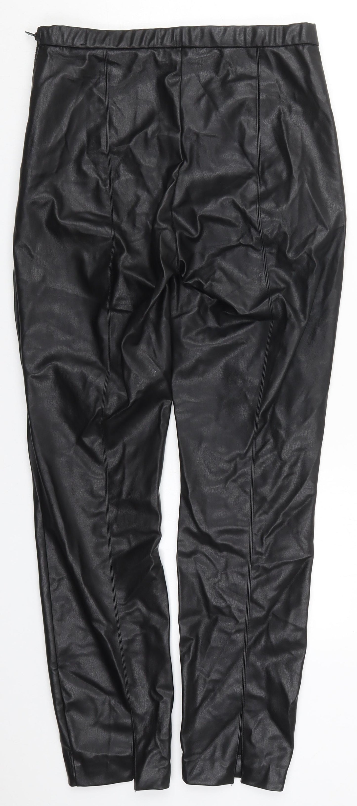 Preworn Womens Black  Polyurethane Trousers  Size 28 in L27 in Regular Zip