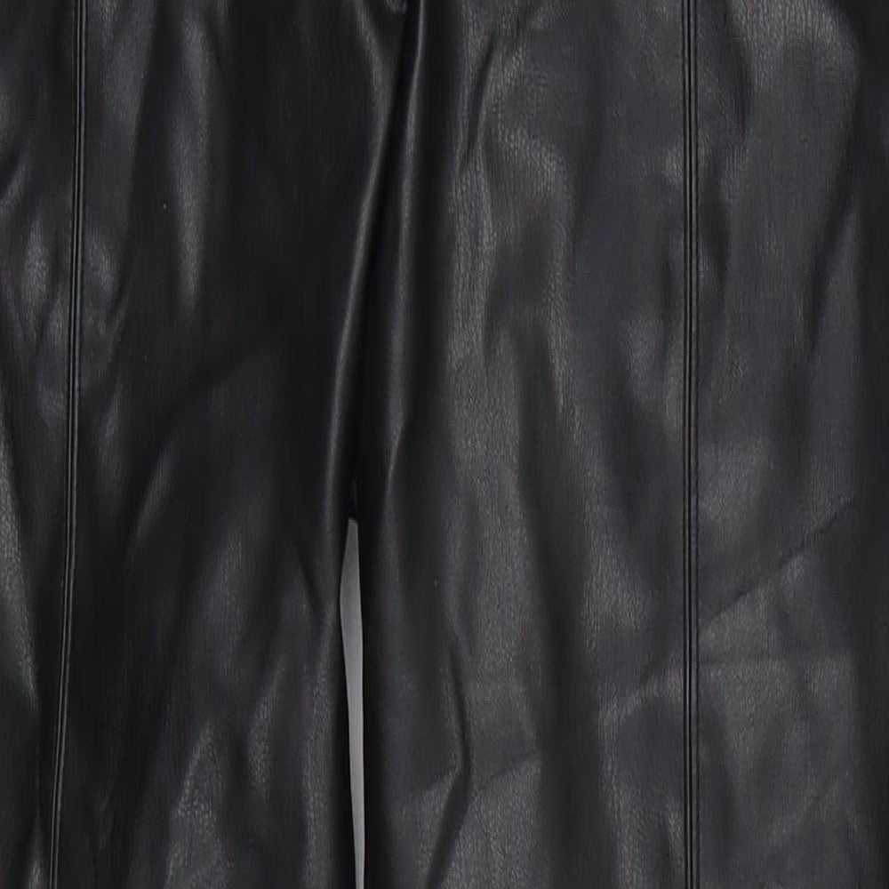 Preworn Womens Black  Polyurethane Trousers  Size 28 in L27 in Regular Zip