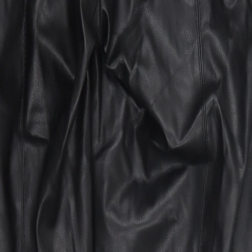 Preworn Womens Black  Polyurethane Trousers  Size 28 in L27 in Regular Zip