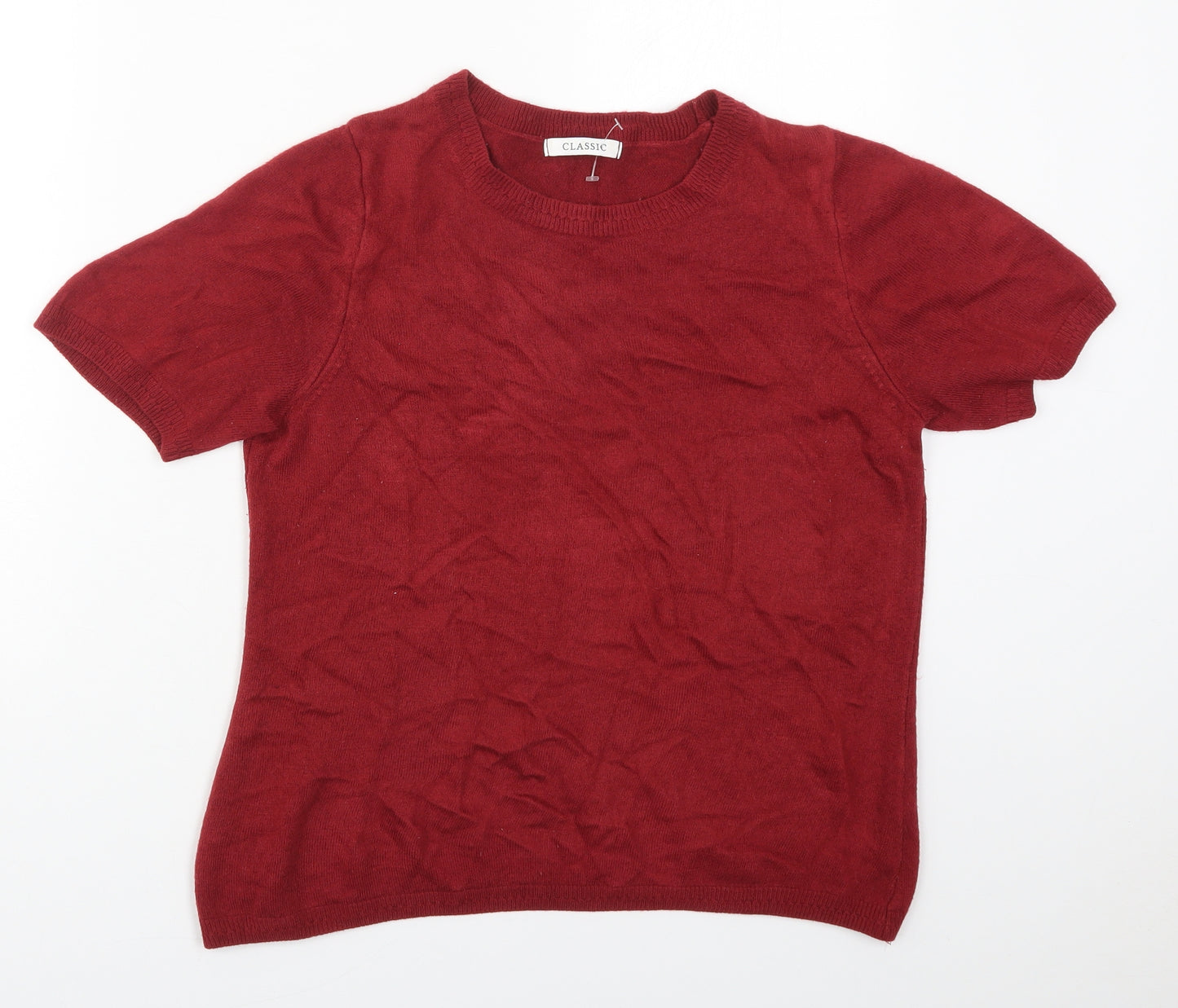 Marks and Spencer Womens Red Round Neck  Acrylic Pullover Jumper Size 12