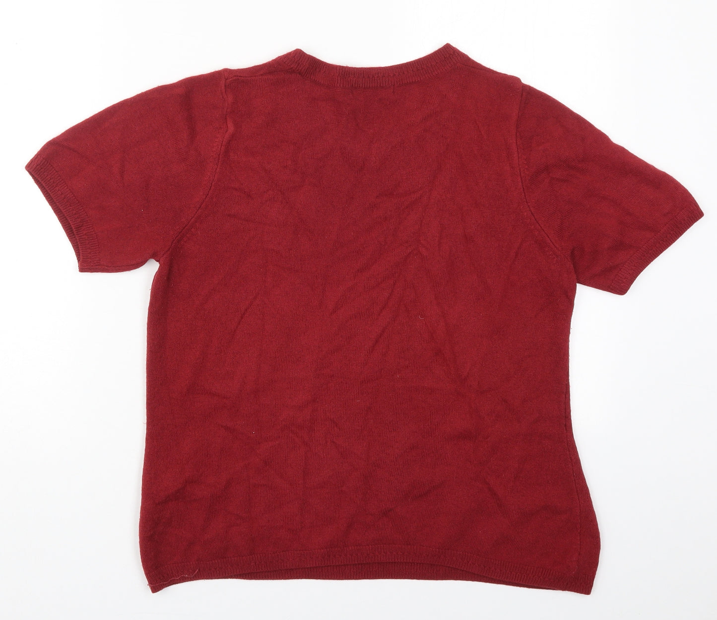 Marks and Spencer Womens Red Round Neck  Acrylic Pullover Jumper Size 12