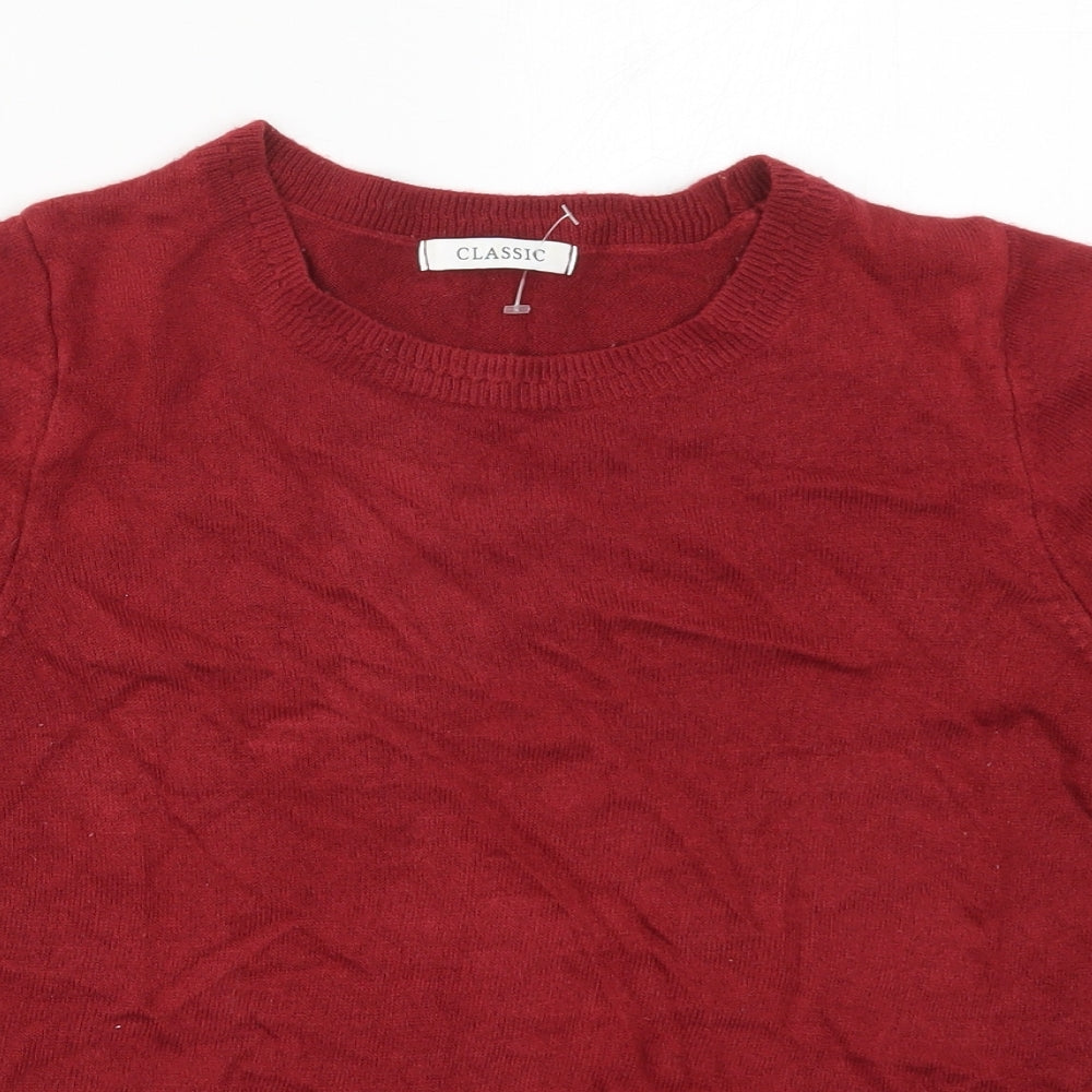 Marks and Spencer Womens Red Round Neck  Acrylic Pullover Jumper Size 12