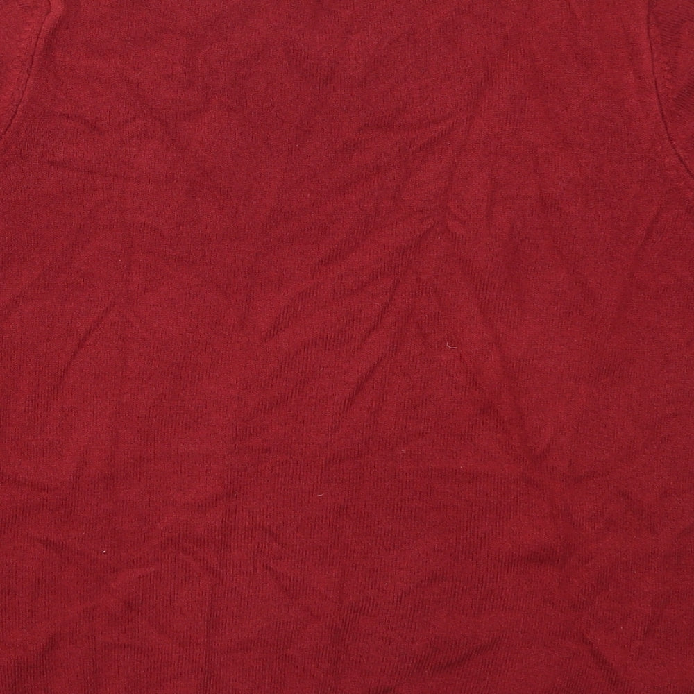 Marks and Spencer Womens Red Round Neck  Acrylic Pullover Jumper Size 12