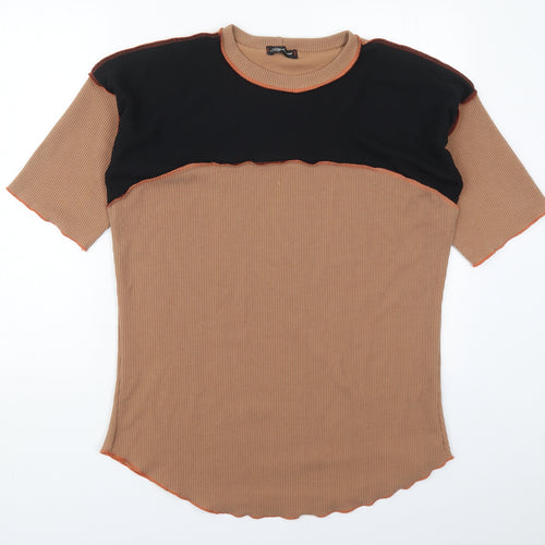 Stylewise Womens Brown  Polyester Basic T-Shirt Size 10 Round Neck