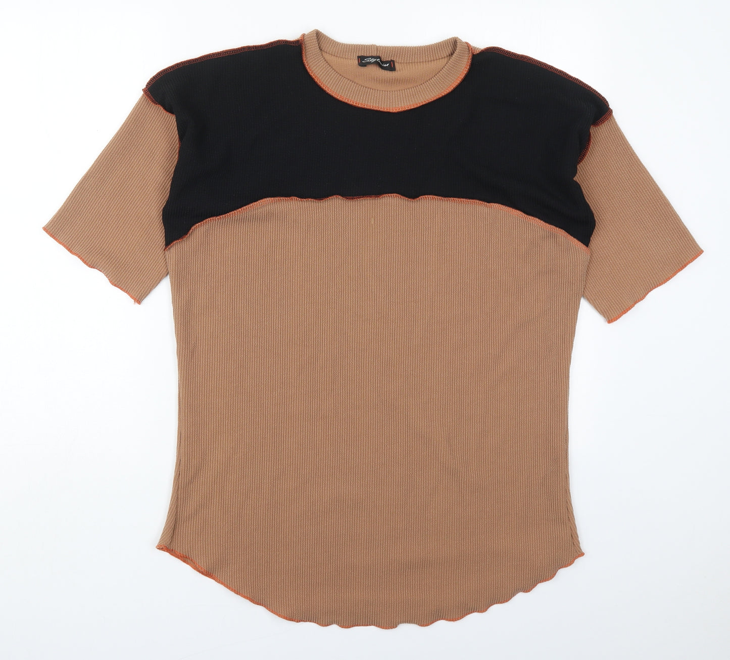 Stylewise Womens Brown  Polyester Basic T-Shirt Size 10 Round Neck
