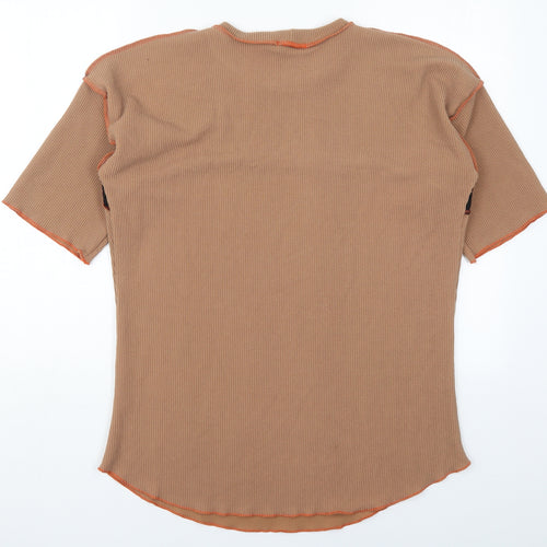 Stylewise Womens Brown  Polyester Basic T-Shirt Size 10 Round Neck