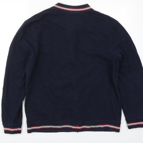 M&Co Mens Blue Striped Cotton Full Zip Sweatshirt Size L