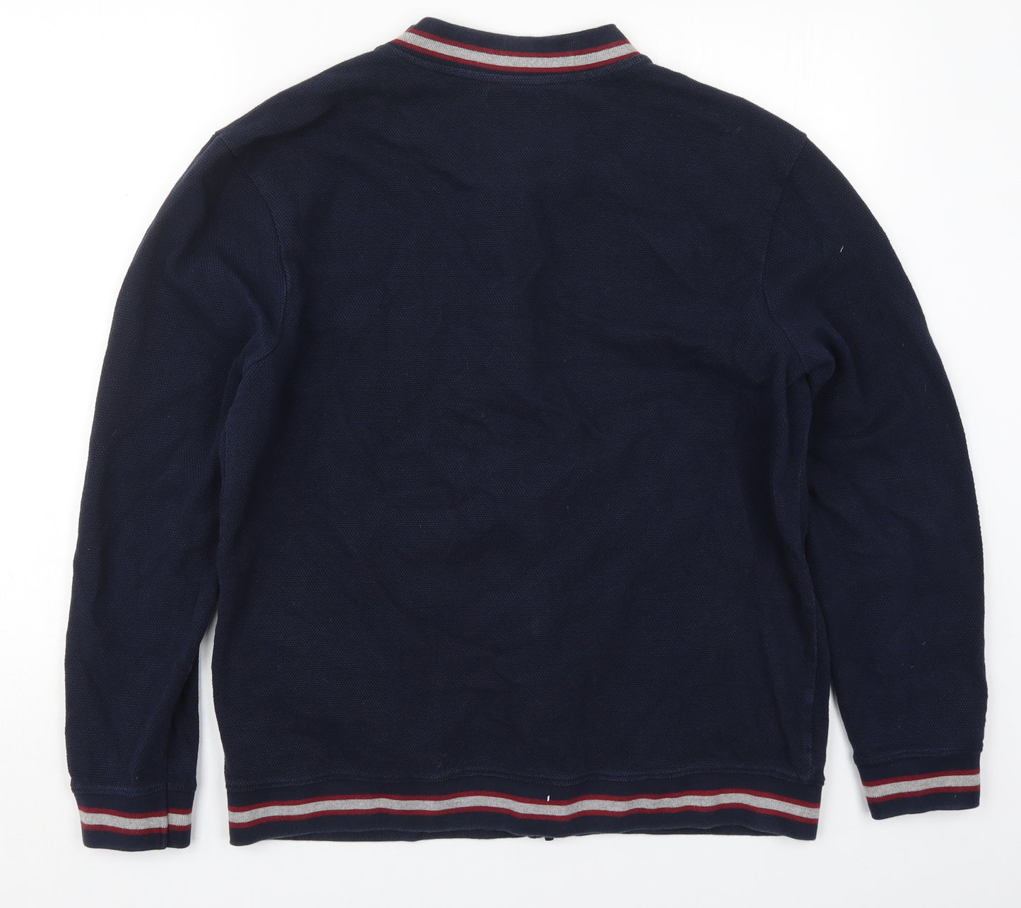 M&Co Mens Blue Striped Cotton Full Zip Sweatshirt Size L