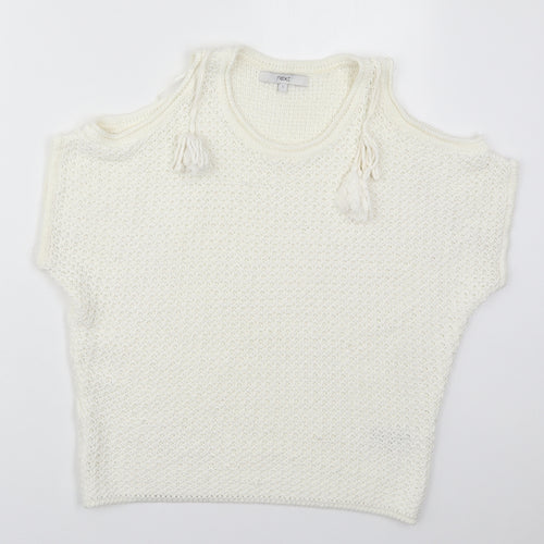 NEXT Womens White Round Neck  Acrylic Pullover Jumper Size S