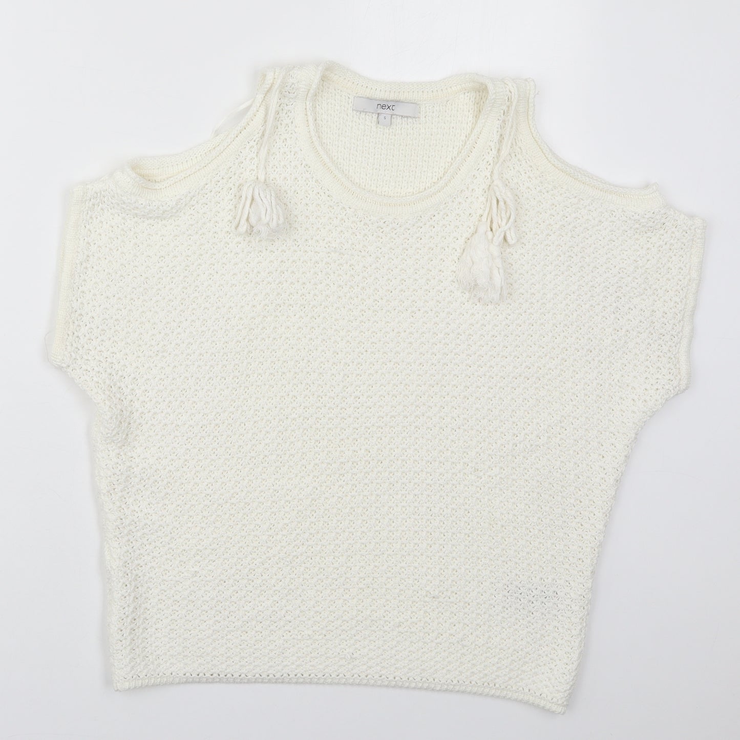 NEXT Womens White Round Neck  Acrylic Pullover Jumper Size S