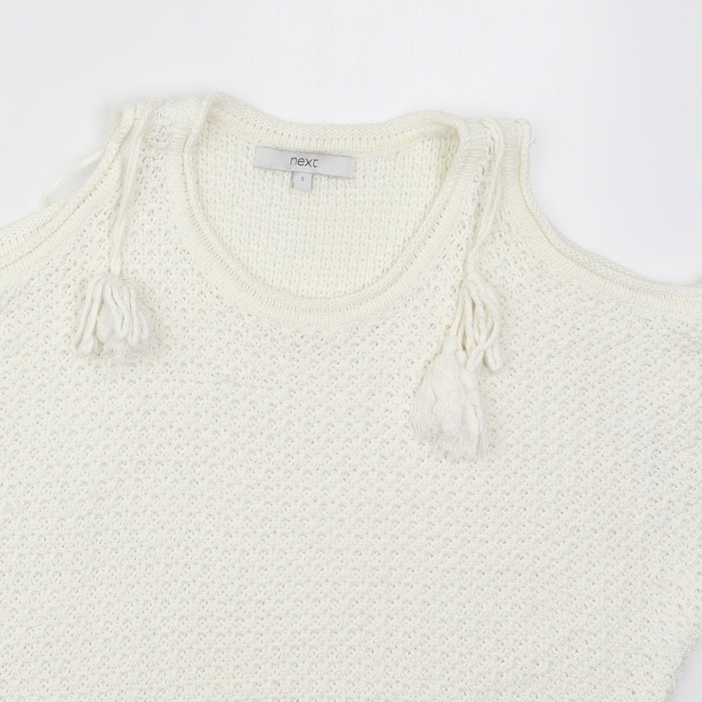 NEXT Womens White Round Neck  Acrylic Pullover Jumper Size S