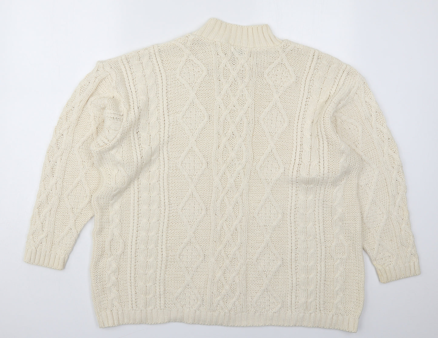 Lakeland Mens Beige Mock Neck  Cotton Pullover Jumper Size M