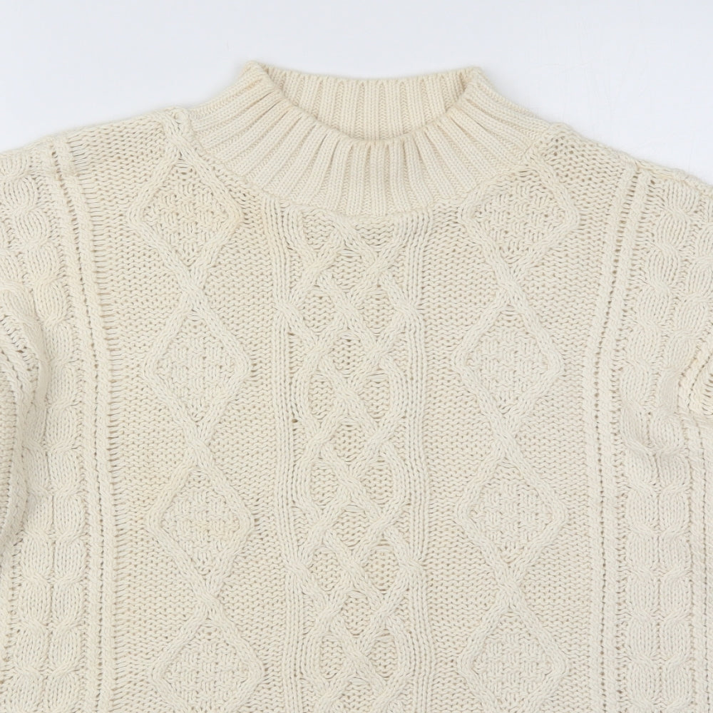 Lakeland Mens Beige Mock Neck  Cotton Pullover Jumper Size M