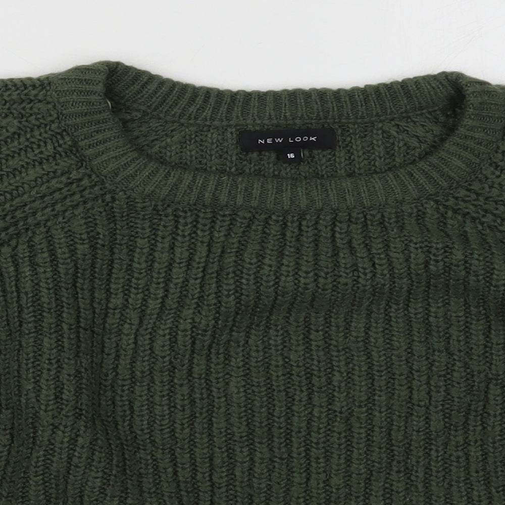 New Look Womens Green Round Neck  Acrylic Pullover Jumper Size 16