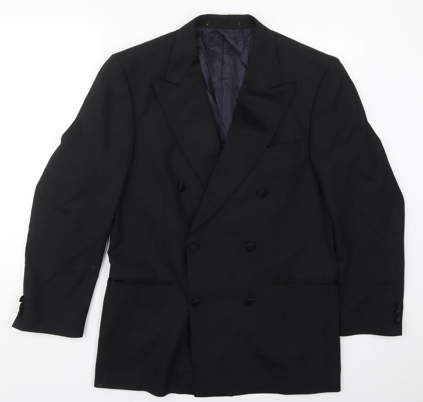 Preworn Mens Black  Polyester Jacket Suit Jacket Size 40
