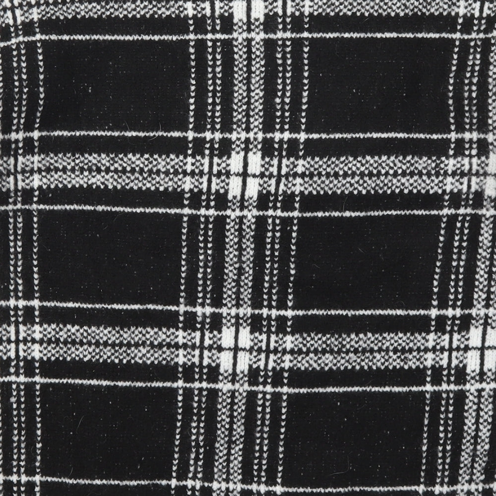 Marks and Spencer Womens Black Round Neck Check Acrylic Pullover Jumper Size S