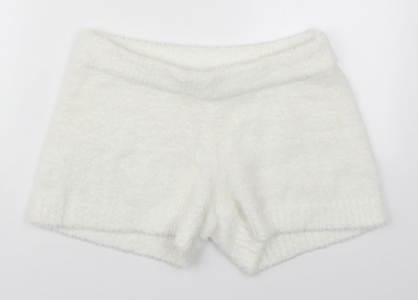 Primark Womens White  Polyester Sweat Shorts Size 10 L3 in Regular  - Pyjama Shorts