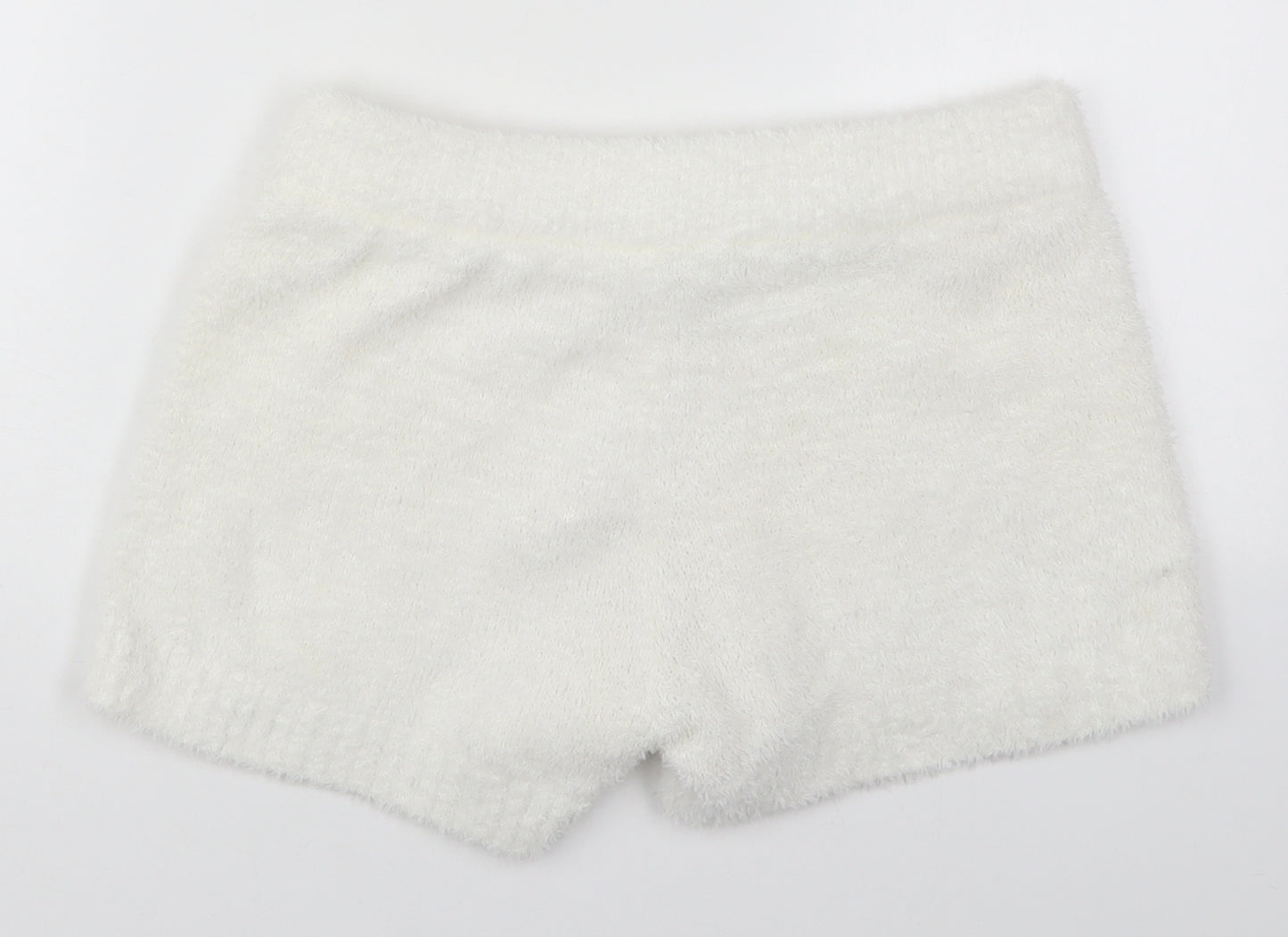 Primark Womens White  Polyester Sweat Shorts Size 10 L3 in Regular  - Pyjama Shorts
