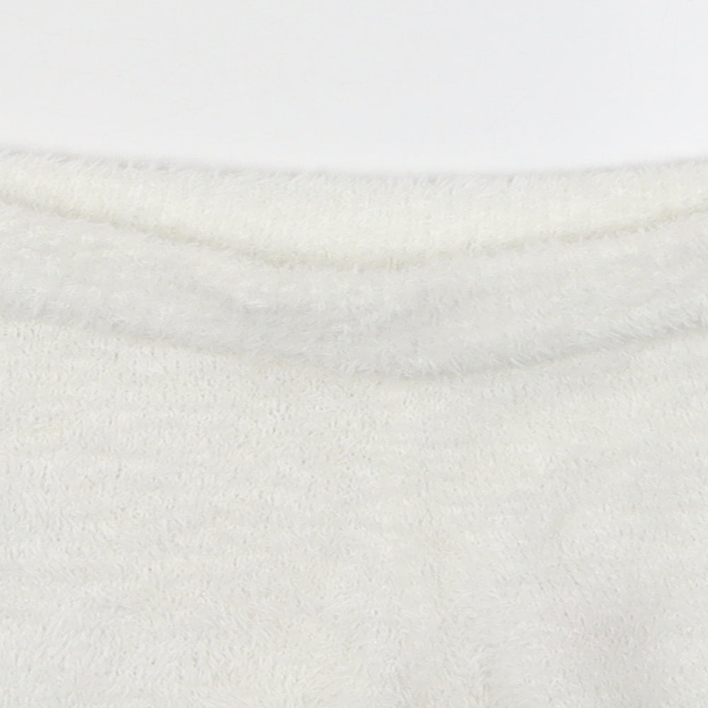 Primark Womens White  Polyester Sweat Shorts Size 10 L3 in Regular  - Pyjama Shorts
