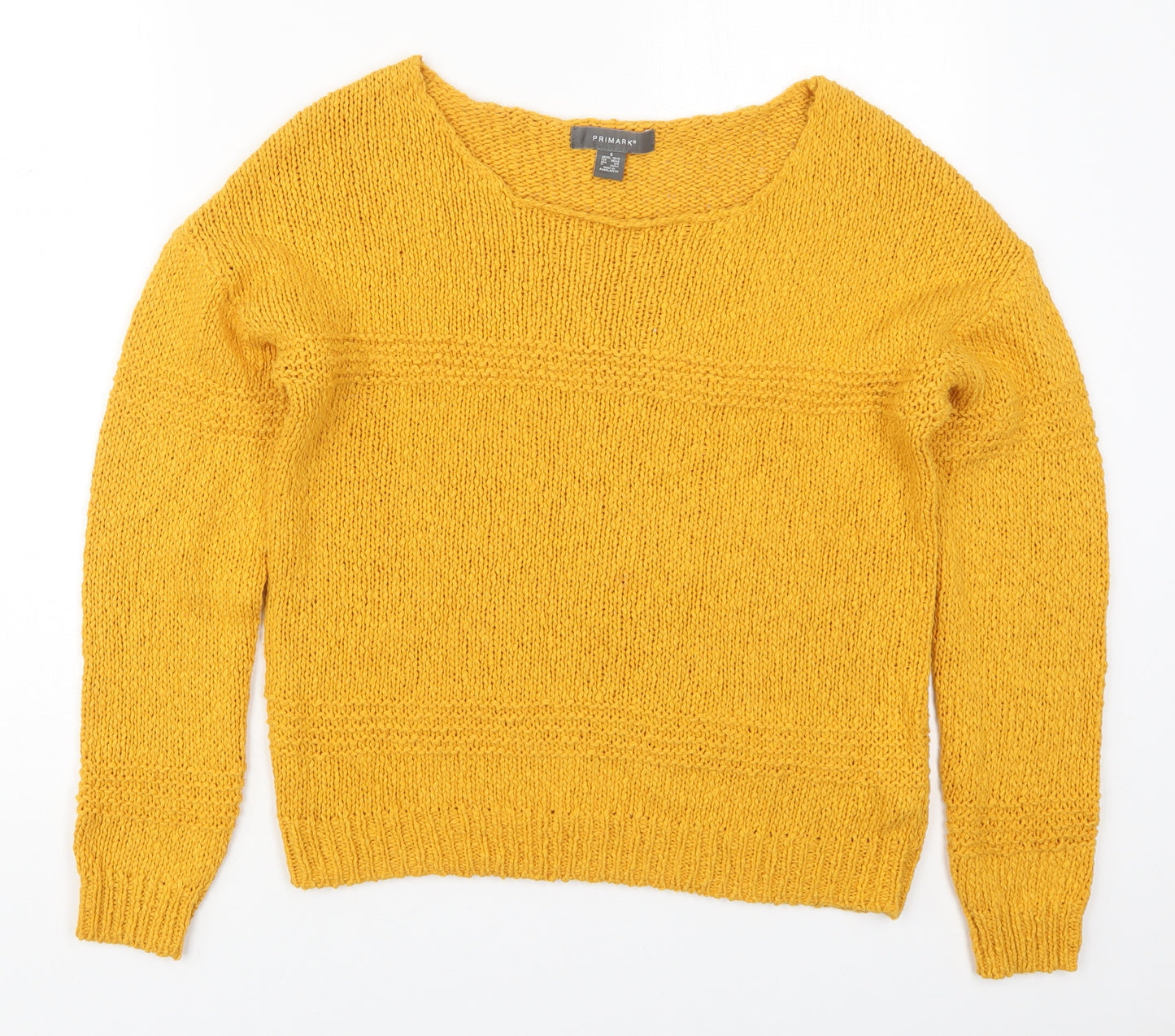 Primark Womens Yellow Round Neck  Cotton Pullover Jumper Size 10   - Mustard Yellow