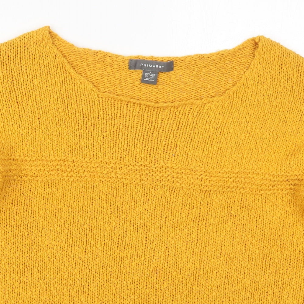 Primark Womens Yellow Round Neck  Cotton Pullover Jumper Size 10   - Mustard Yellow