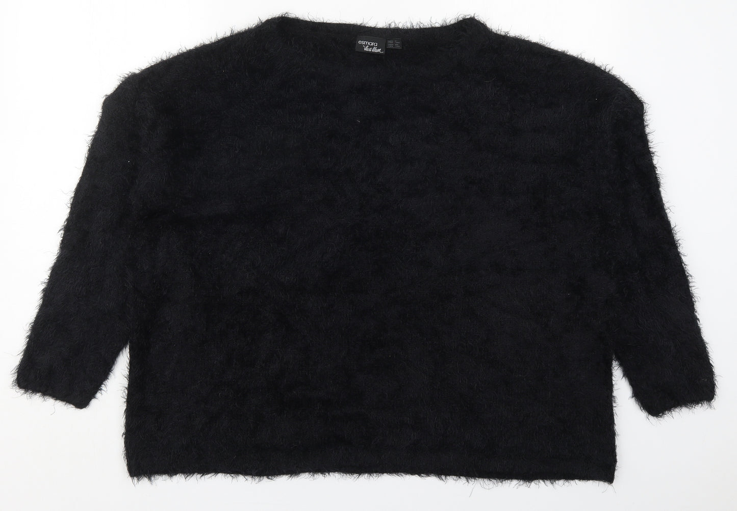 ESMARA Womens Black Round Neck  Nylon Pullover Jumper Size L