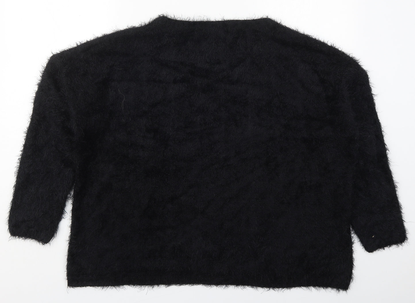 ESMARA Womens Black Round Neck  Nylon Pullover Jumper Size L