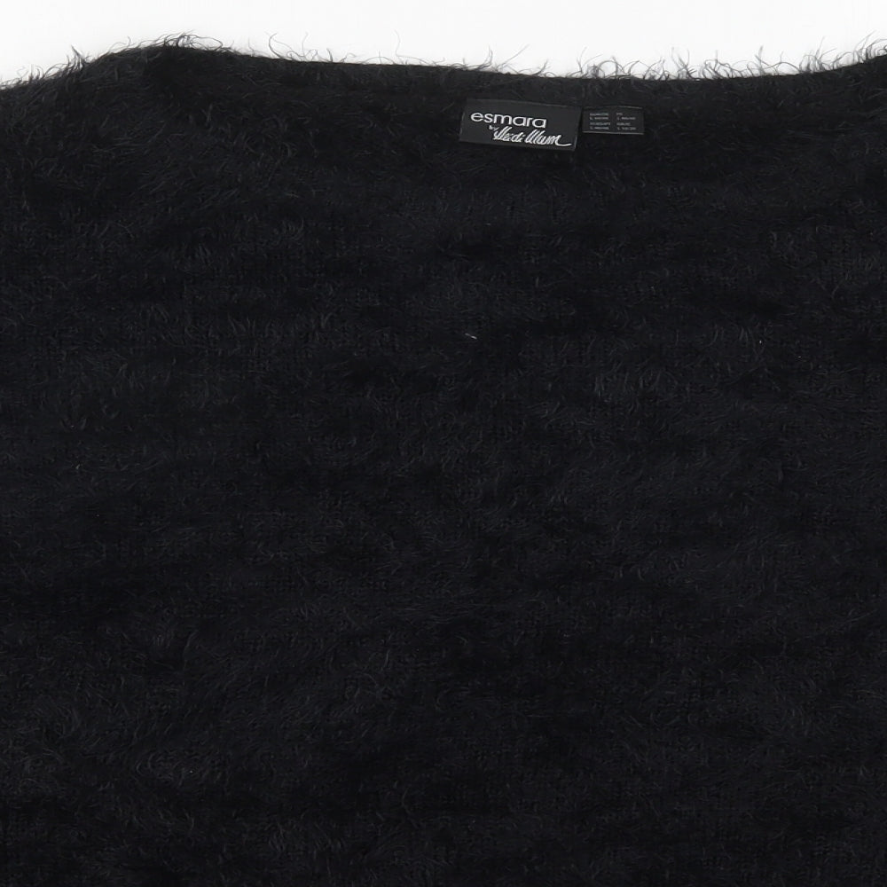 ESMARA Womens Black Round Neck  Nylon Pullover Jumper Size L