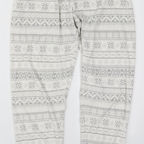 Primark Womens White Geometric Polyester Trousers  Size 6 L29 in Regular  - Pyjama Pants