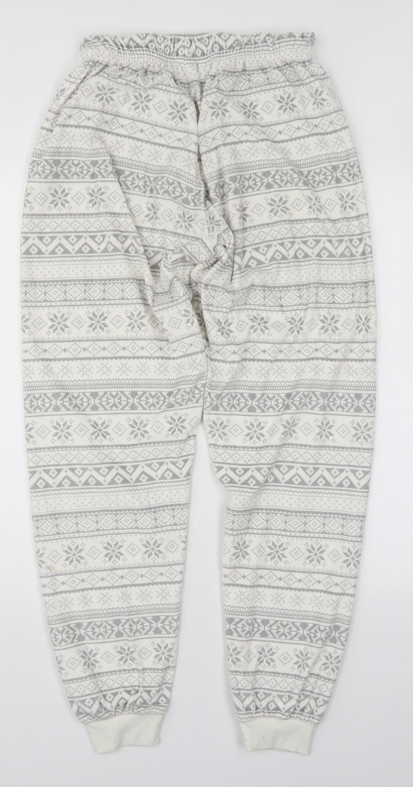 Primark Womens White Geometric Polyester Trousers  Size 6 L29 in Regular  - Pyjama Pants