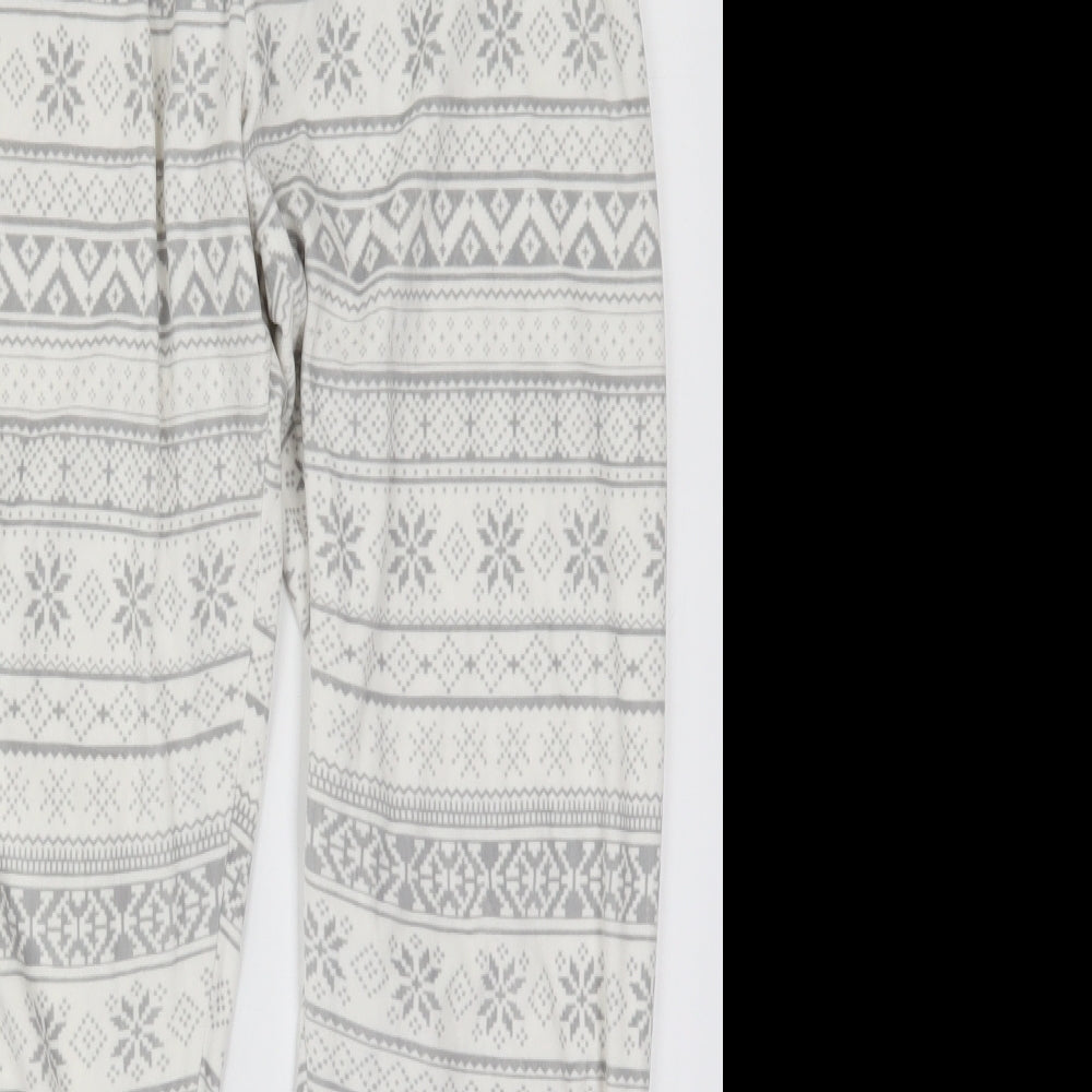 Primark Womens White Geometric Polyester Trousers  Size 6 L29 in Regular  - Pyjama Pants
