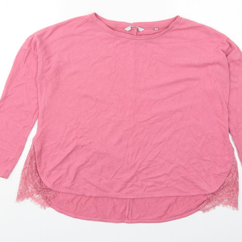 Preworn Womens Pink  Viscose Basic T-Shirt Size 10 Round Neck