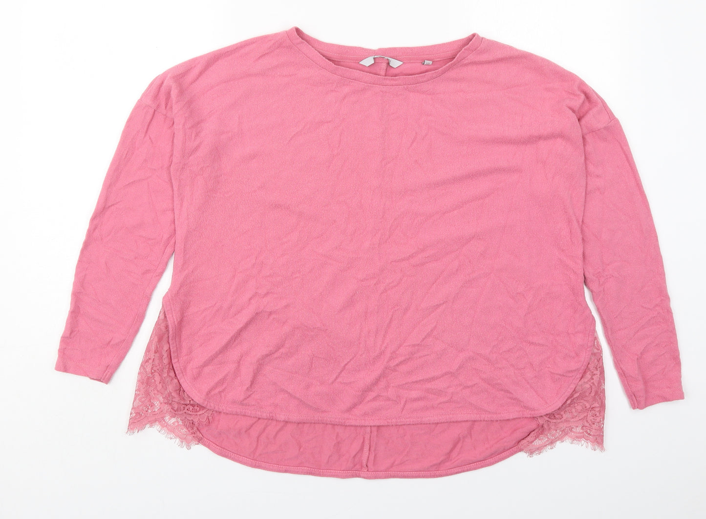 Preworn Womens Pink  Viscose Basic T-Shirt Size 10 Round Neck