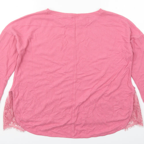Preworn Womens Pink  Viscose Basic T-Shirt Size 10 Round Neck