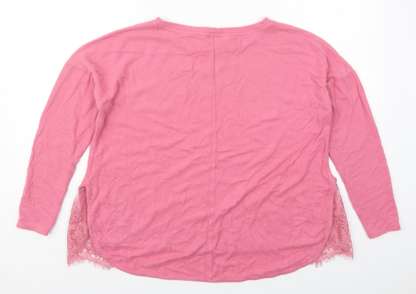Preworn Womens Pink  Viscose Basic T-Shirt Size 10 Round Neck